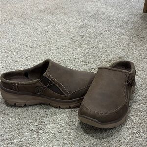 Skechers Relaxed Fit Brown Leather Moc-Toe Loafers